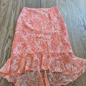 Banana Republic Womens Peach Colored Paisley Print Flowy Mid Length Skirt Size 0